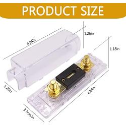 DWARFOO 2 Pack ANL Fuse Holder Clear Shell 100A ANL Gold Plated Fuses for 0/2/4/8 Gauge Car Audio Amplifier(100A, white)