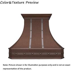 SINDA Wall Mount Hand-Crafted Copper Range Hood with High Airflow Centrifugal Blower, Includes SUS 304 Liner and Baffle Filter, High CFM Vent Motor, 36