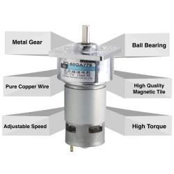 DC12V 10rpm 35W Gear Box Motor, High Torque Reduction Electric Motor CW/CCW