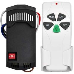 Universal Ceiling Fan Remote Control and Receiver Kit, Replacement for Harbor Breeze, Hampton Bay, Hunter, Honeywell, w/ Light Dimmer, 3-Speed, FAN28R FAN-53T 2AAZPFAN53T KUJCE9103 FAN-11T UC7030T