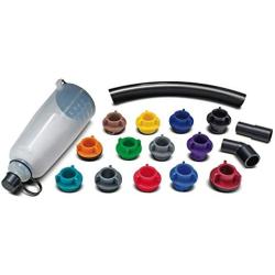 Powerbuilt 17 Piece Oil Funnel Set with Color Coded Vehicles Adapters for Cars, No Spill - 240151
