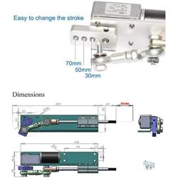 BEMONOC DIY Design DC 12V Linear Actuator Reciprocating Motor Stroke 30mm High Speed 180 RPM Adjustable