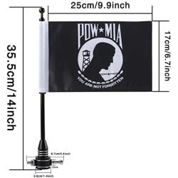 1 Pair Motorcycle Flag Black Flagpole Mount and POW MIA 6 x 9 Inch Flag for Harley Davidson Yamaha Honda Goldwing CB VTX CBR Luggage Rack Mount Flag -You are Not Forgotten