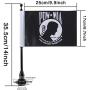 1 Pair Motorcycle Flag Black Flagpole Mount and POW MIA 6 x 9 Inch Flag for Harley Davidson Yamaha Honda Goldwing CB VTX CBR Luggage Rack Mount Flag -You are Not Forgotten
