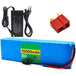 Jieoto 24V 15Ah 7S 6P Rechargeable Lithium Battery Pack 29.4V E-Bike Lithium-ion Battery Fit for 100W-500W Motor for Electric Scooters Airplane Model Power Tools with Charger