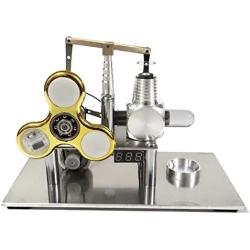 Teerwere Stirling Engine Motor Stirling Engine Generator Model Science Experiment Engine Toy with Luminous Gyroscope Bulb Voltage Display Meter (Color : Gold, Size : One Size)