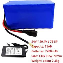 Wnicek 29.4V 7S 5P E-Bike Battery 24V 11AH 13AH 15AH High Power Lithium Battery Pack with BMS and 2A Charger Fit for 100W 250W 350W 500W Electric Bicycles Motor
