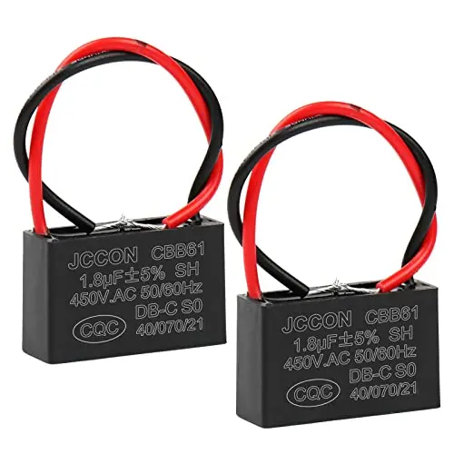 BEEYUIHF CBB61 Fan Capacitor 1.8UF 450V AC 50/60Hz 2 Wire for Fan/Ceiling Fan Motor Start Run Capacitance(Pack of 2Pcs)