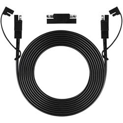 Geosiry SAE Extension Cable 16AWG 10FT(3.1M) SAE to SAE Extension Cable with dust Cover UL SPT-2 Type OFC 2 core for Solar Panel Motorcycle Cars Battery Tractor,Black(16AWG 10FT)