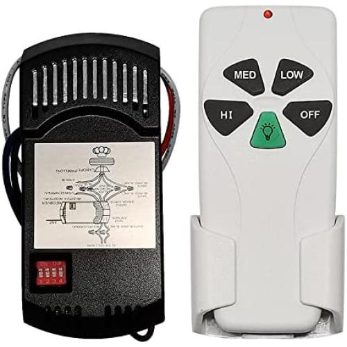Dimmable Universal Ceiling Fan Remote Control Kit Replacement for Hampton Bay Hunter Harbor Breeze Litex KUJCE9103 FAN-53T 2AAZPFAN-53T UC7030T, with 3 Speed and Light Dimmer, Receiver FAN28R