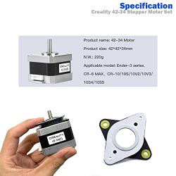 Creality Upgraded 3D Printer 42-34 Stepper Motor Set (2 Phase 0.8A 1.8 Degree 0.4N.M) with Rubber Vibration Dampers and M3 Screw for Ender-3 V2 Z-Axis, for CR-10 10S Ender 3/ Pro Ender 5 3D Printer