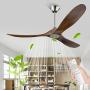 Wood Ceiling Fan, Modern Ceiling Fan No Light, Wood Ceiling Fan with Remote Control, 3 Blades Moisture-Proof Ceiling Fan with 6 Speed Noise-Free DC Motor for Bedroom Patios Kitchen