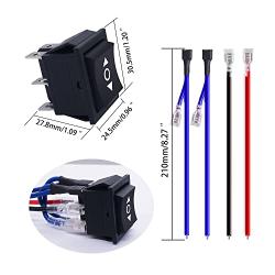 mankk Latching Polarity Reverse Rocker Switch 12V DC 10A DPDT 6 Pin ON/Off/ON 3 Position Motor Control Toggle with Jumper Wires for Car Boat Trailer KCD2-203-JT-X