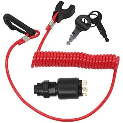 175974 5005801 Boat Ignition Switch with 2 Keys & Safety Lanyard Assembly Compatible with OMC Johnson Evinrude Boat Outboard Motor 40-200 HP