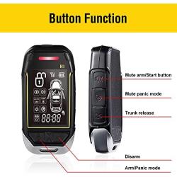 Acteam 2 Way Car Security with Remote Start Car Alarm System with Big LCD Display Remote Starter Turbo Timer Mode Shock Warning 1500M Long Remote Range DC12V