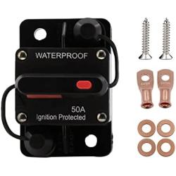 KEDAKEJI 50 Amp Waterproof Circuit Breaker with Manual Reset for Car Marine Trolling Motors Boat ATV Manual Power Protect for Audio System Fuse,12V-48VDC