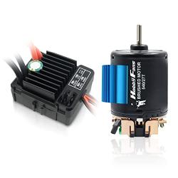 Hobby Fans 540 27T 4 Poles Brushed Motor and WP-1060-RTR 60A Waterproof Brushed ESC Electronic Speed Controller with 5V/2A BEC for Axial RC4WD Cross HPI Mist GMADE D90 D110 TF2 SCX10