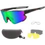 OULAIQI Sports Sunglasses Cycling Sunglasses for Men Women with 1 or 3 Interchangeable Lenses Baseball Glasses