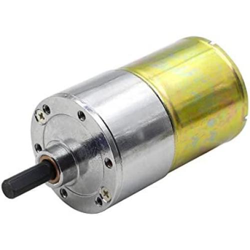 Eilumduo DC 24V 60RPM Gear Motor High Torque Electric Micro Speed Reduction Geared Motor Eccentric Output Shaft 37mm Diameter Gearbox with 2 Terminals