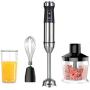 Immersion Hand Blender Multi-Purpose 220V 4 IN 1 Blender Heavy Duty Copper Motor Stainless Steel Finish Includes Whisk Attachment, Chopper and Smoothies Cup (UK Plug)