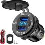 3PCS Quick Charge 3.0 Dual USB Socket, 12V/24V USB Outlet with LED Voltmeter & ON/Off Switch Waterproof Fast Charge USB Charger Socket with Voltmeter for Car Boat Marine Truck Golf RV Motorcycle