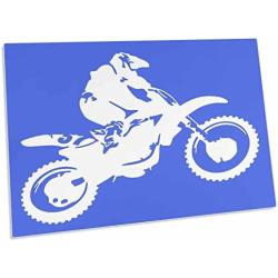 3dRose Motor X Dirt Bike Monotone Vector Art White Design - Desk Pad Place Mats (dpd-356220-1)