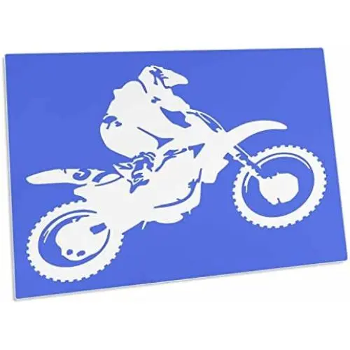 3dRose Motor X Dirt Bike Monotone Vector Art White Design - Desk Pad Place Mats (dpd-356220-1)