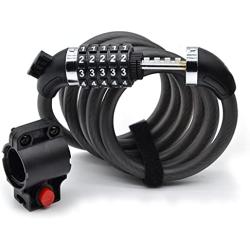 Bike Lock Cable 6 Feet Bike Security Chain Lock with Combination Code Keyless Anti Theft Resettable Password 5 Digit Hardness Mounting Bracket Steel Lock for Bike Bicycle Motorcycle Door Gate Outdoor