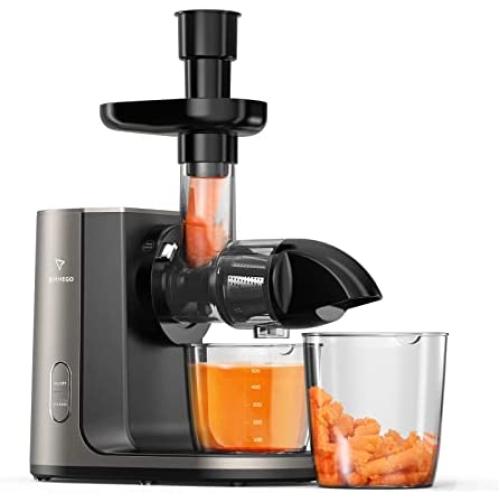 Cold Press Juicer, NIFEIPDUO Masticating Juicer Machines With Reverse Function/Silent Motor, Easy To Clean Slow Masticating Juicer With Brush For High Nutrient Juice and Vegetable Juice (Black)