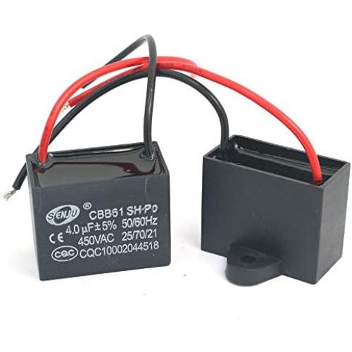 WINGONEER 2Pcs CBB61 4uF 450V AC 50 60Hz Air Conditioner Fan Motor Running Capacitor