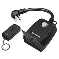 DEWENWILS Wireless Remote Control Electrical Outlet Switch Outdoor Indoor Waterproof, 15 AMP Heavy Duty, 3-Prong Plug-in Outlet, 7 Inch Cord, 100 Feet Range, Pre-Programmed, ETL and FCC Listed