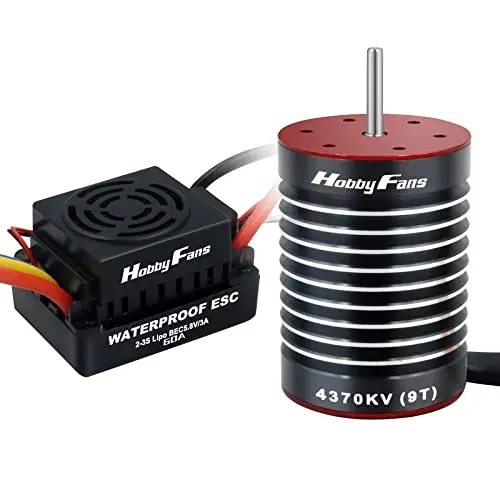 Hobby Fans Waterproof F540 9T 4370KV 3.175mm Shaft Brushless Motor with 60A ESC for 1/10 RC Racing Car Off-Road Truck