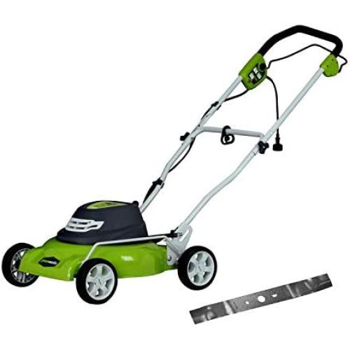 Greenworks 18-Inch 12 Amp Corded Electric Lawn Mower with Extra Blade 25012