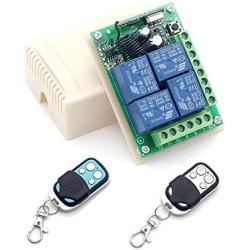 Calvas DC 12V 10A 4CH Wireless Remote Switch Relay Module Smart Home Automation Multi-fonction Motor Controller 433MHz Receiver - (Color: Switch w 2RF)