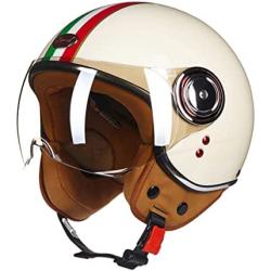 Open Face Helmet with Visor,Vespa Helmet 3/4 Motorcycle Helmet, Adults Retro Moped Helmets for Men Women, Half Face Motorbike Helmet for Vespa Scooter Chopper Jet Pilot Bobber, DOT Approved Helmet