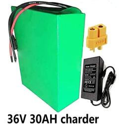 Jieoto 36V 30Ah Electric Bicycle Lithium Battery, E-Bike Lithium Battery Pack with BMS and Charger, for 350W 500W 800W Electric Bicycle/Scooter Motor