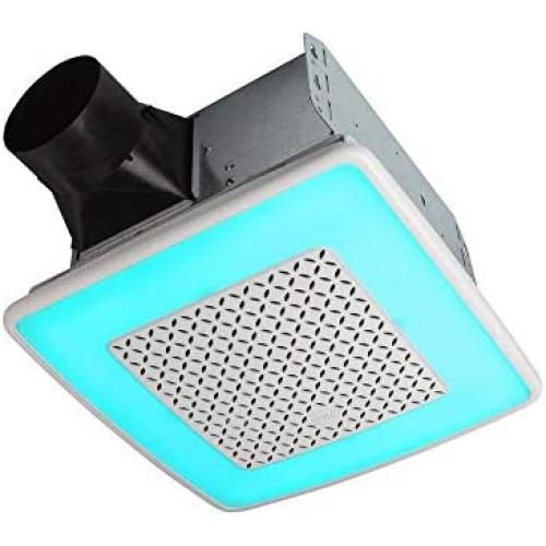 Broan-NuTone AER110RGBL ChromaComfort 110 CFM Ventilation Fan with 24 Color Selectable LED, 1.5 Sones, ENERGY STAR Certified, White
