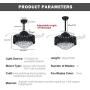 42 Inches Black Ceiling Fan,Invisible Blades Crystal Fandelier Modern Remote Control 6 Speeds Set Retractable Ceiling Fan Chandelier Lighting for Dinning Room Bedroom Living Room (Dimmable)