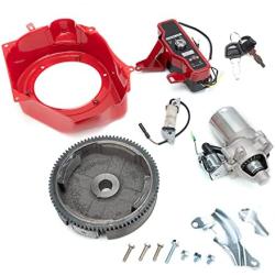 MiKaFex Electric Start Kit Compatible with Honda GX160 5.5HP GX200 6.5HP Switch Starter Motor Ignition FlyWheel Fan Cover