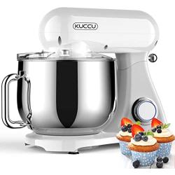 KUCCU Stand Mixer, 8.5 Qt 800W, 6-Speed All Metal Household Stand Mixer,Tilt-Head Food Dough Mixer,Dough Hook,Whisk, Beater, Egg white separator (White)