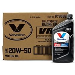 Valvoline VR1 Racing Synthetic SAE 20W-50 High Performance High Zinc Motor Oil 1 QT, Case of 6