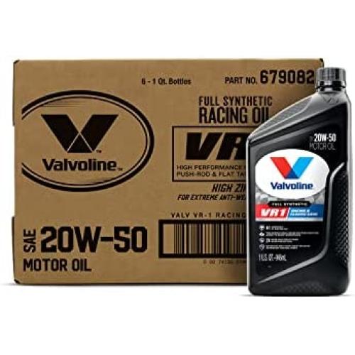 Valvoline VR1 Racing Synthetic SAE 20W-50 High Performance High Zinc Motor Oil 1 QT, Case of 6