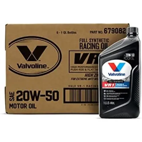 Huile moteur synthétique haute performance Valvoline VR1 SAE 20W-50 à zinc élevé, 1 Qt, Multipack de 6 Huile moteur synthétique haute performance Valvoline VR1 SAE 20W-50 à zinc élevé, 1 Qt, Multipack de 6