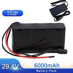 Wnicek 24V Lithium Battery Pack 6Ah 7S 2P Waterproof Lithium Battery Fit for Power Tools Electric Wheelchair Electric Toys 350W Motor with BMS + Charger