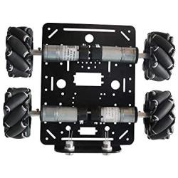 Premium 4WD Smart Mecanum Wheel Car Chassis for Arduino / Raspberry pi, ROS Metal Robot Platform with 80mm Mecanum Omni Wheel & DC Motor with Encoder, DIY Smart RC Robot Car Chassis DIY Learning Kit