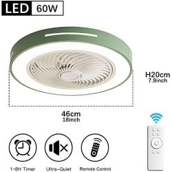 ATELANGE 19.7 In Flush Mount Invisible Ceiling Fan Light With Remote Control 3 Colors 3 Speeds Ceiling Fan With Light Enclosed Bladeless Ceiling Fan Light With Timing Function Pure Copper Motor For Ho