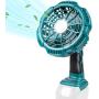 Portable Table Fan, Makita 18V Battery Operated Fan with LED Light, Quiet Small Personal Fan 3 Speed Strong Airflow, Adjustable Tilt Remote Control Rechargeable Fan for Tent, Bedroom, Office, Jobsite