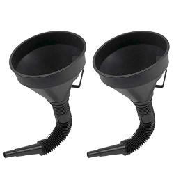 Multi-fFunctional Plastic Oil Funnel with Flexible Extension Nozzle for Cars and Motorcycles, Engine Oil, Liquid, Diesel, Kerosene,Gasoline (2pc Black x Diameter 13cm)