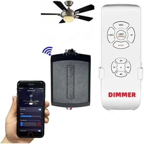Universal Smart WiFi Ceiling Fan & Dimmer Remote Control Kit, Ceiling Fan Timing Speed & Dimmable LED Light Dimming Remote Control, Compatible with Alexa Google Assistant & Smart Life App