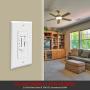 ENERLITES 3 Speed Ceiling Fan Control and LED Dimmer Light Switch, 2.5A Single Pole Light Fan Switch, 300W Incandescent Load, No Neutral Wire Required, 17001-F3-W, White